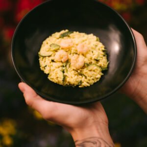 Risotto al curry con gamberetti e zucchine CL